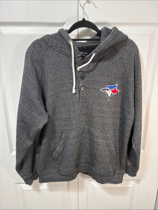 Bulletin Other - Toronto Blue Jays Hoodie Gray Henley Pullover Hooded Sweatshirt MLB